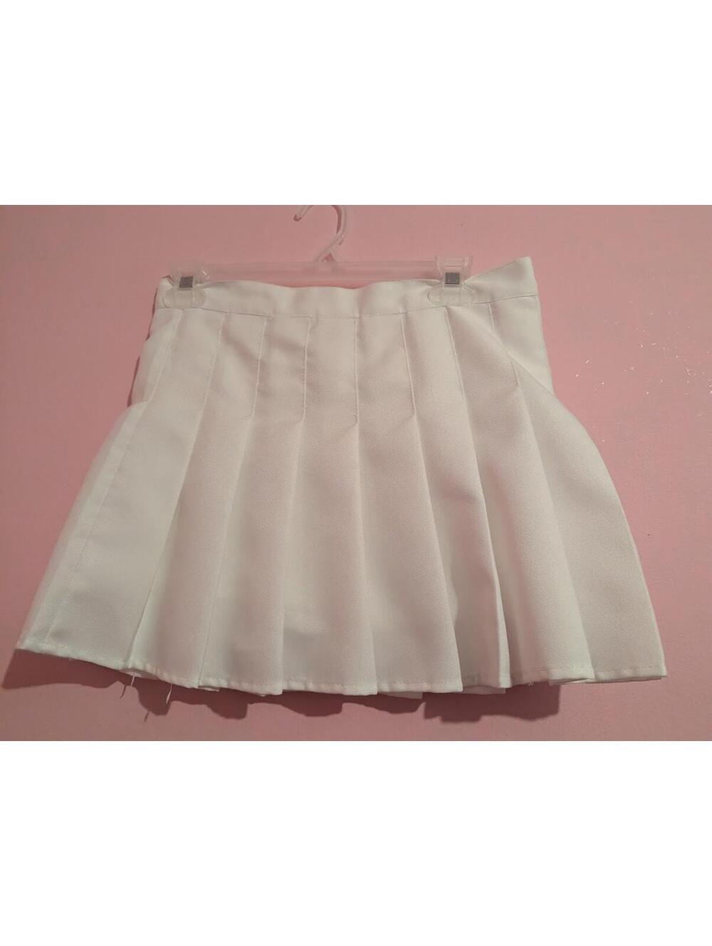Kawaii white Pleated Skirt with zipper